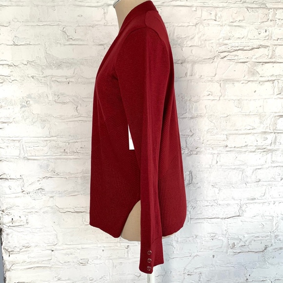 Cardigan Sweater red knit open front petite large - Picture 3 of 10